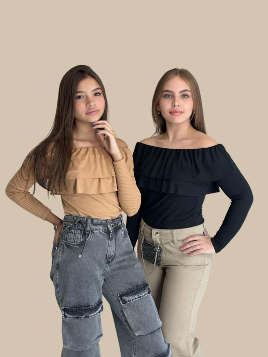 Blusa ombro a ombro de babado