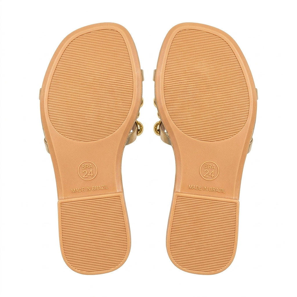 Sandália Slide Crystal Gold Balls