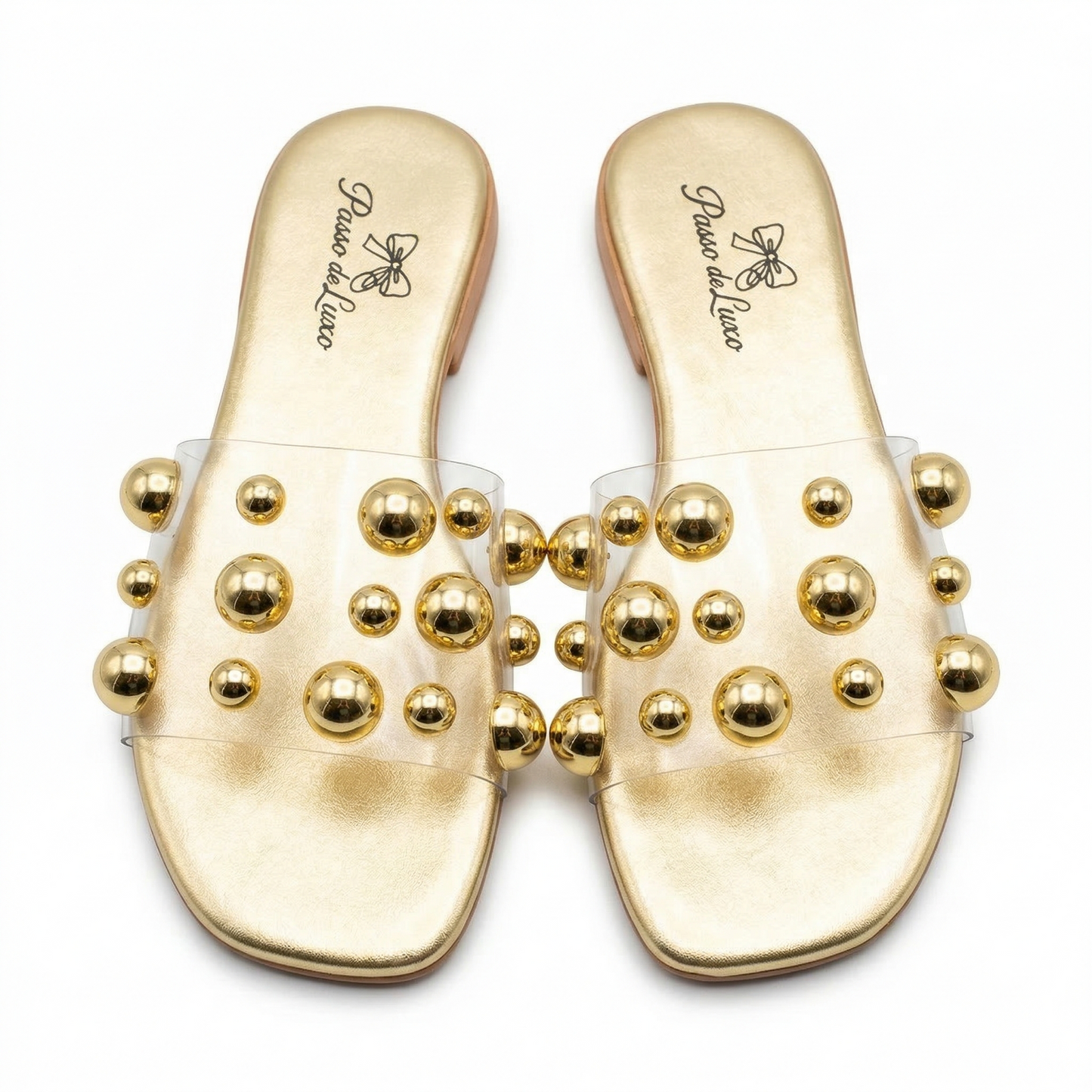 Sandália Slide Crystal Gold Balls