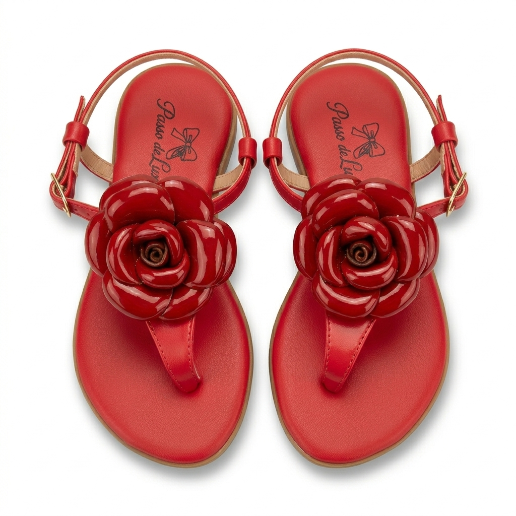 Sandália Rosa Vermelha Luxo