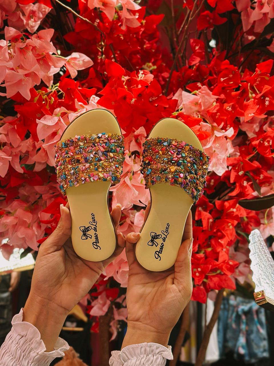 Tamanco Passo de Luxo Crystal Candy-amarelo