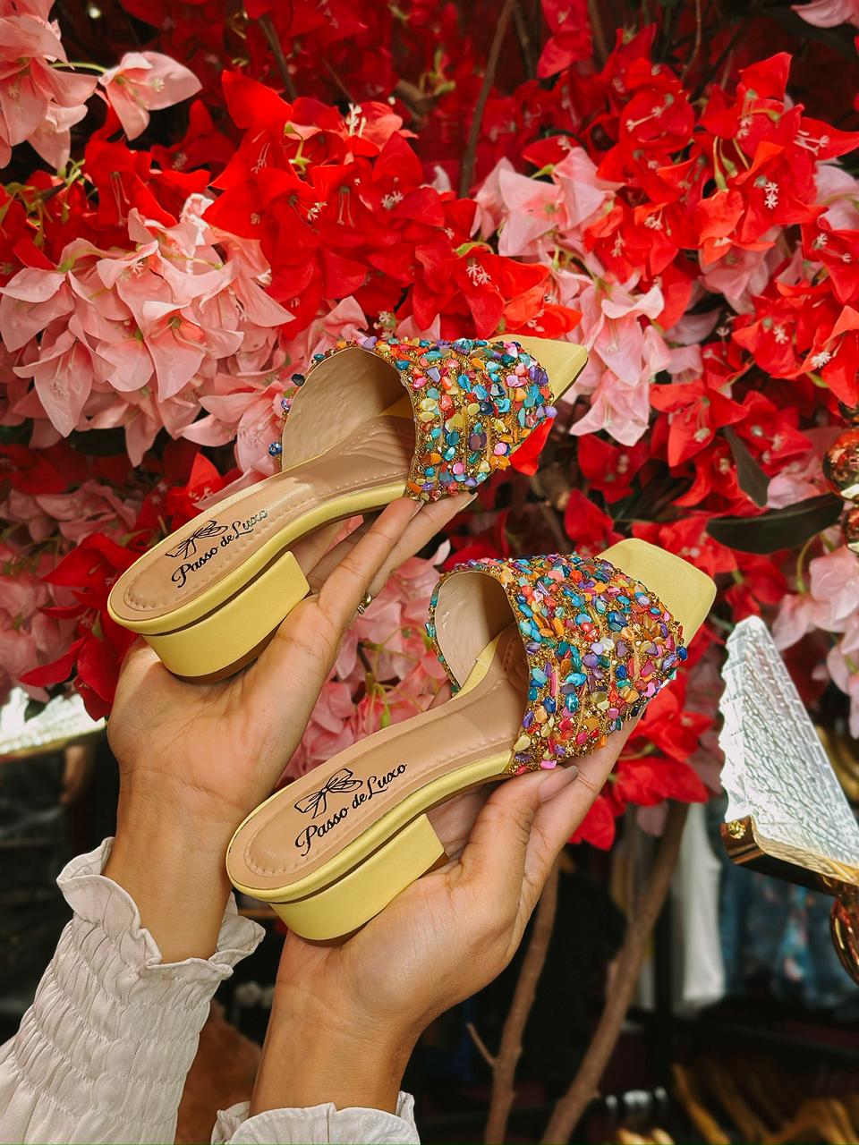 Tamanco Passo de Luxo Crystal Candy-amarelo