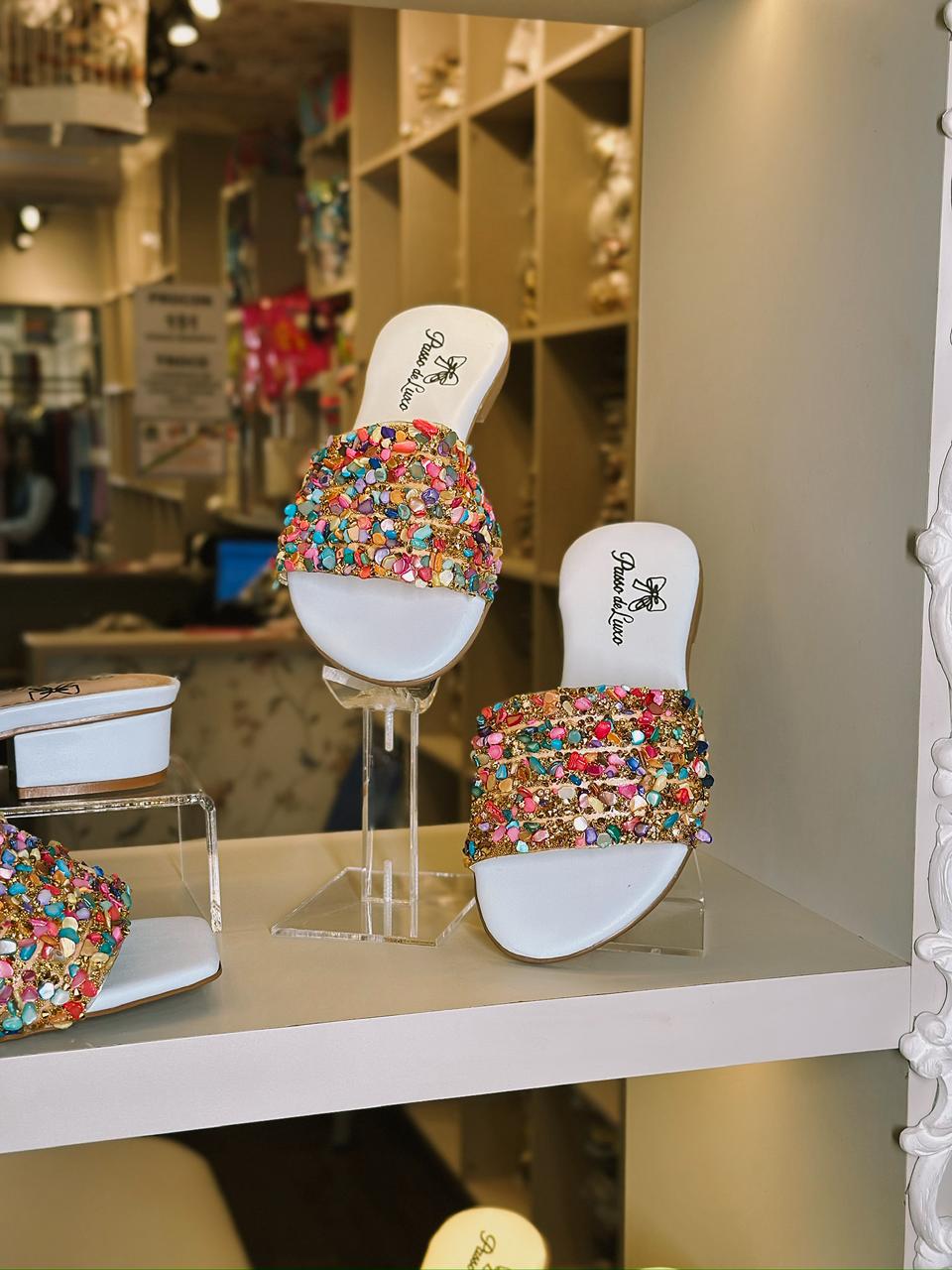 Tamanco Passo de Luxo Crystal Candy-azul