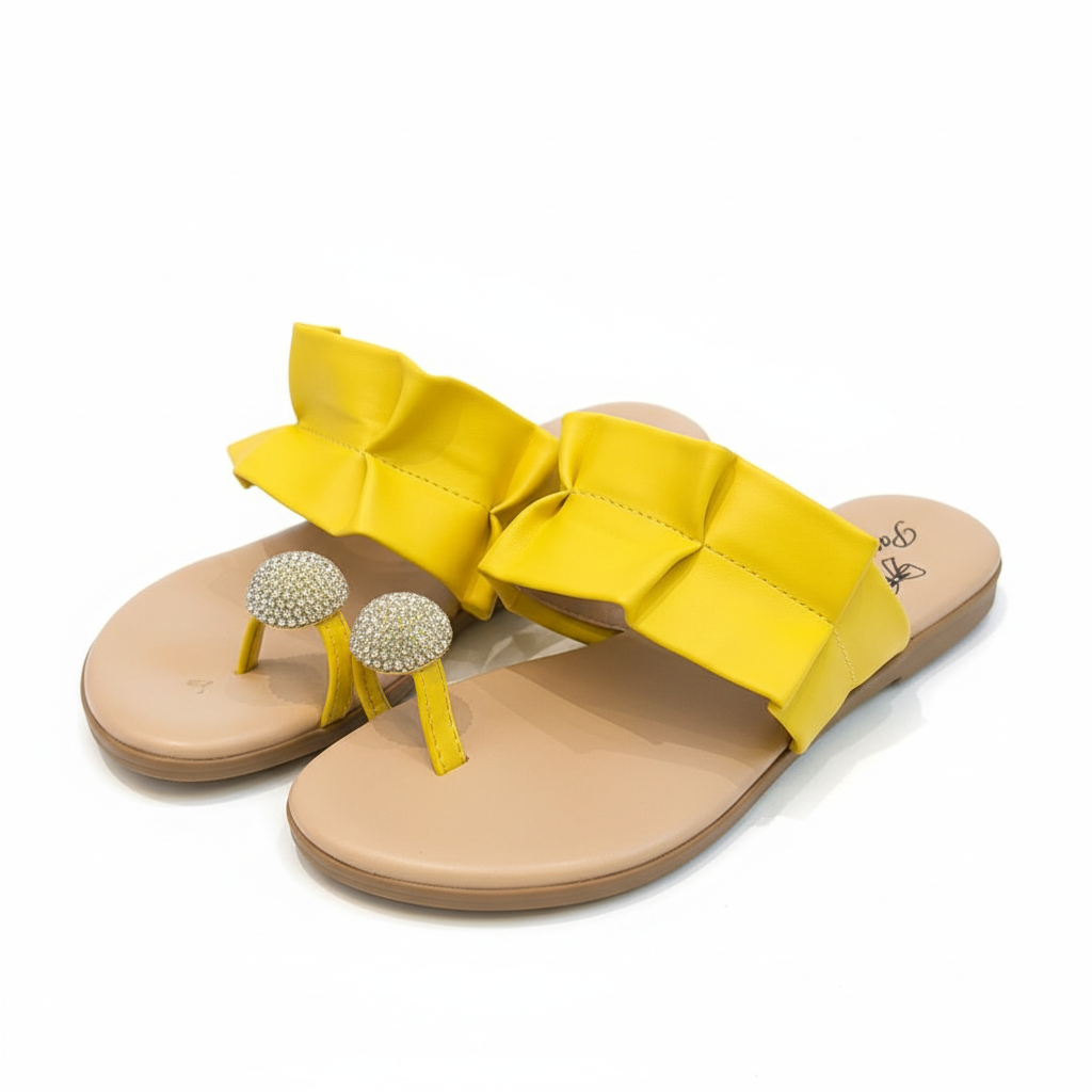 Sandália Babado Amarelo Crystal Ball Passo de Luxo
