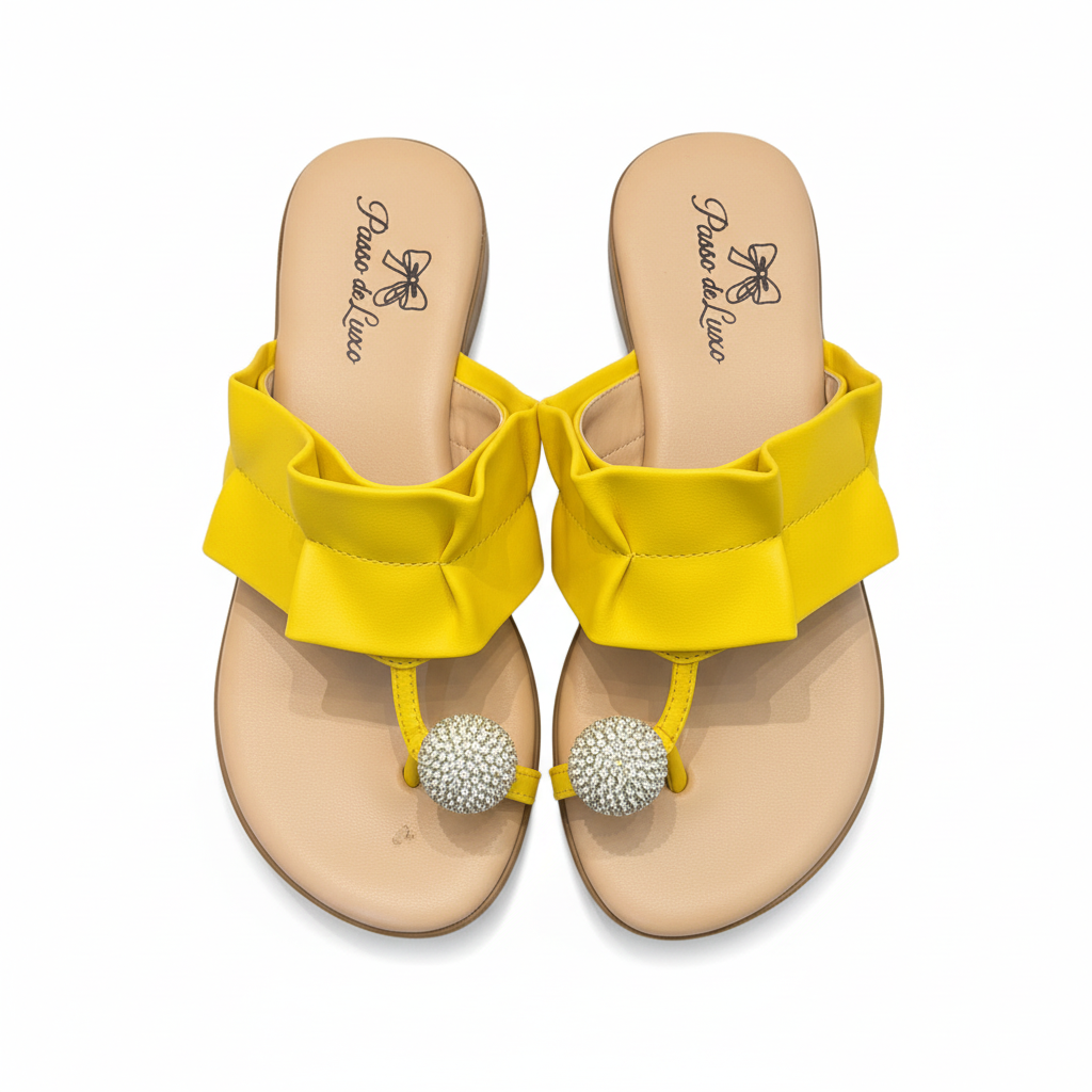 Sandália Babado Amarelo Crystal Ball Passo de Luxo