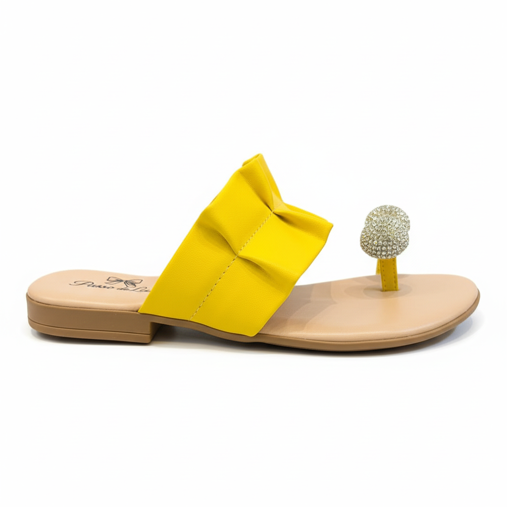 Sandália Babado Amarelo Crystal Ball Passo de Luxo