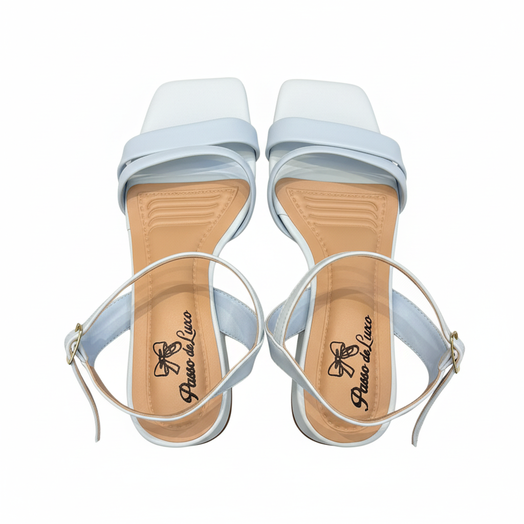 Sandália Tira Azul Gelo Clássica Passo de Luxo