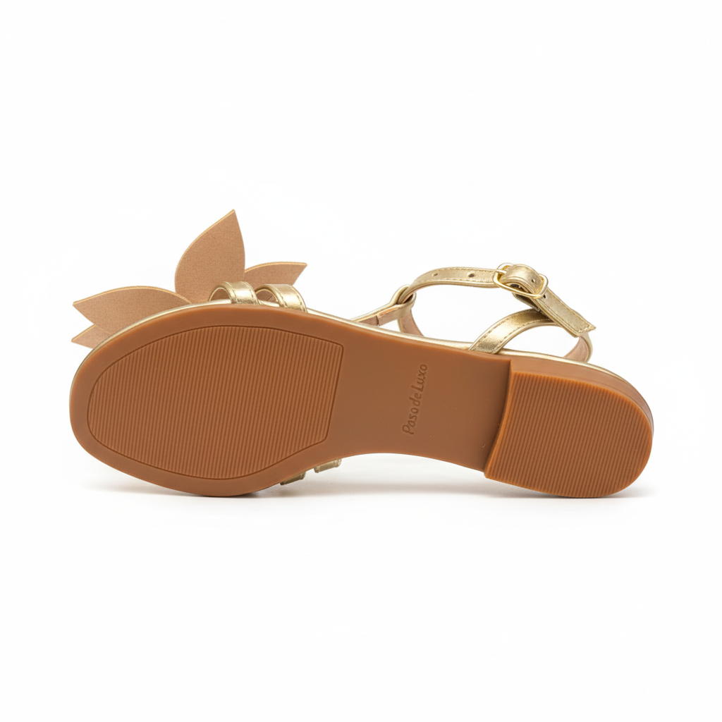 Sandália Gold Flor Dourada Passo de Luxo