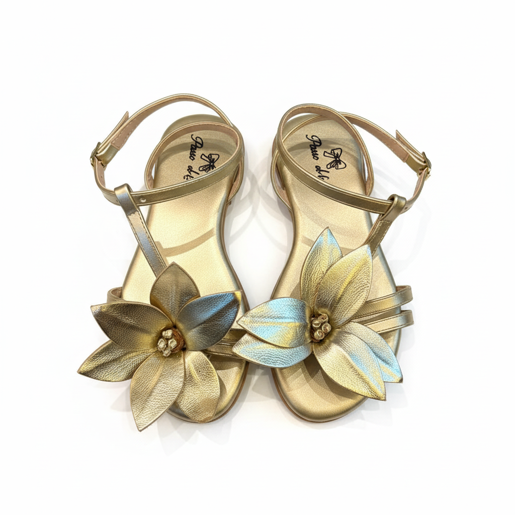Sandália Gold Flor Dourada Passo de Luxo