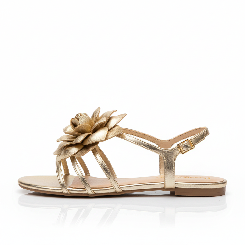 Sandália Gold Flor Dourada Passo de Luxo