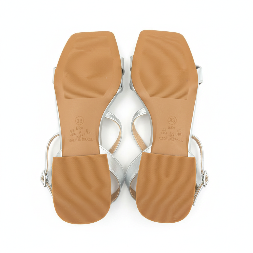 Sandália Tira Prata Metalizada Passo de Luxo