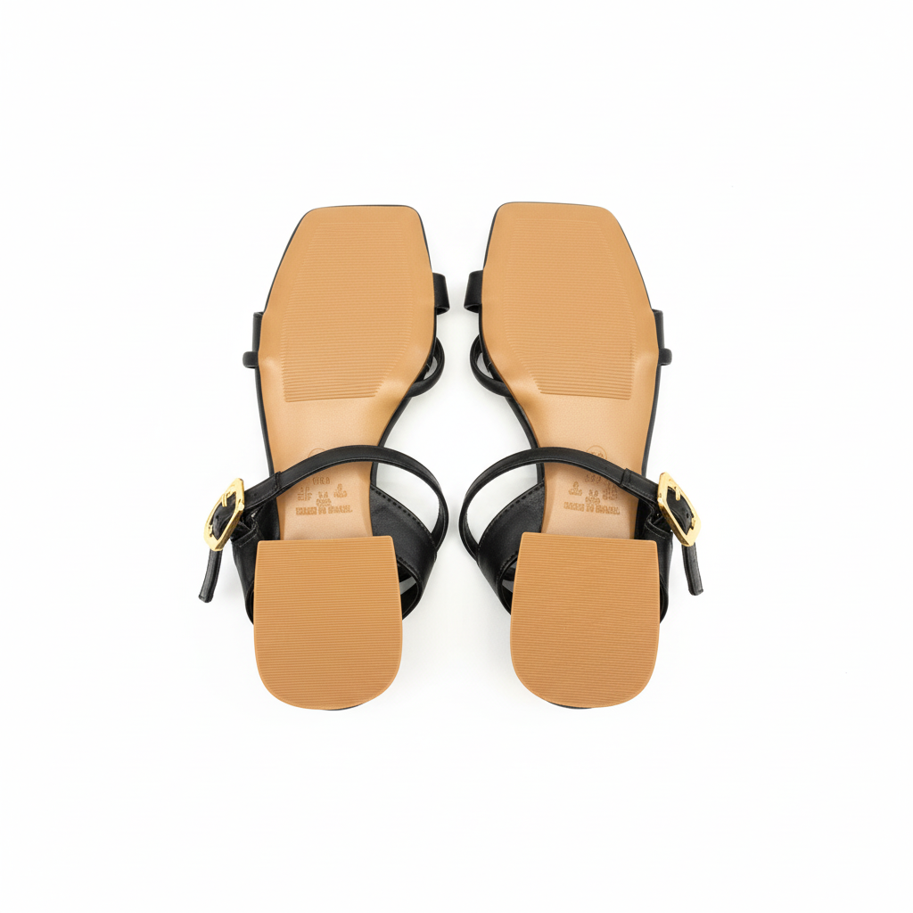 Sandália Tira Preta Clássica Passo de Luxo