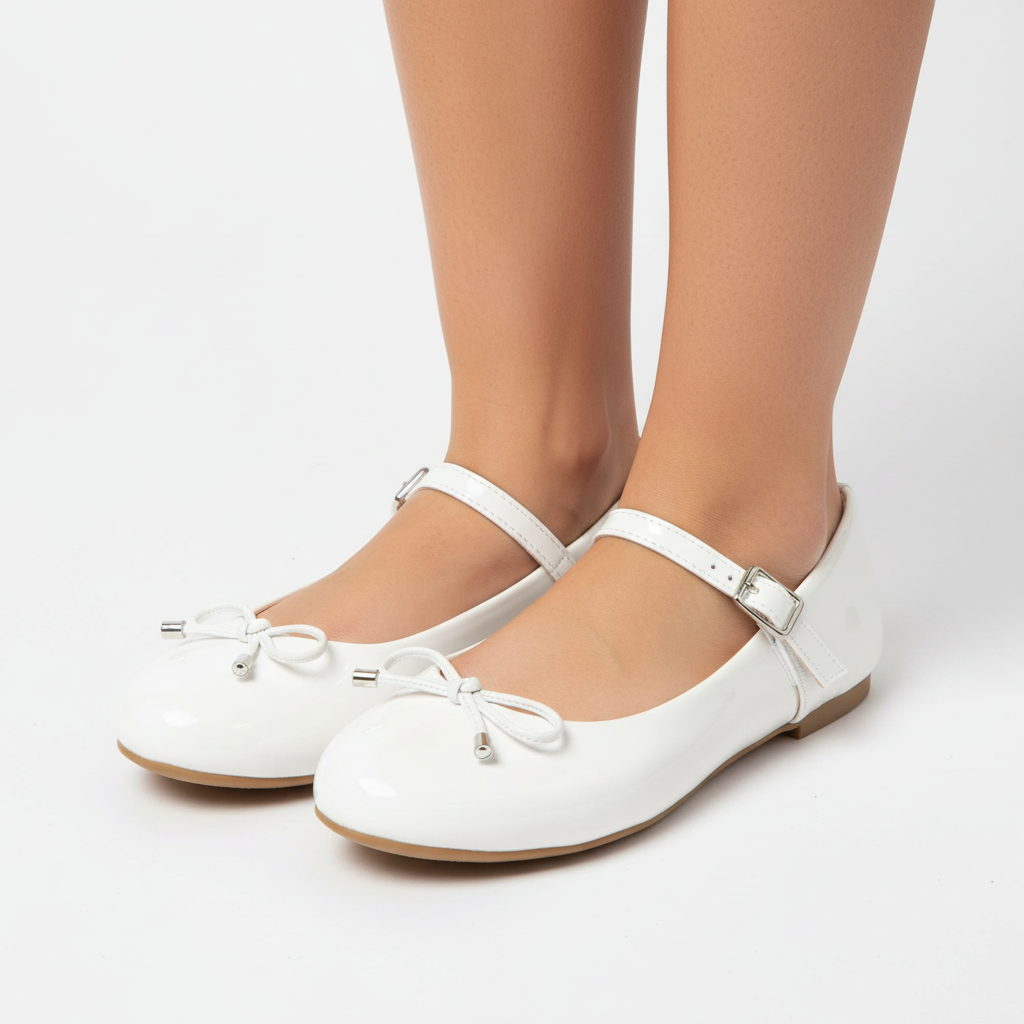 Sapatilha Bailarina Verniz Branca Passo de Luxo