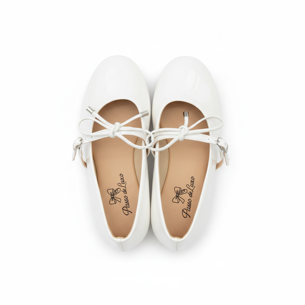 Sapatilha Bailarina Verniz Branca Passo de Luxo